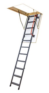 Складная металлическая чердачная лестница с поручнем LMK 70х140